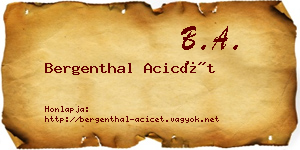 Bergenthal Acicét névjegykártya